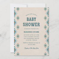 Blue Southwest Aztec Mönster Baby Shower