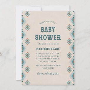 Blue Southwest Aztec Mönster Baby Shower Inbjudningar