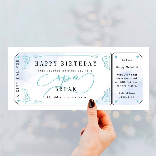 Blue Spa Break Birthday Gift Voucher (Skapare uppladdad)
