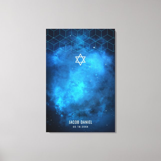 Blue Space Galaxy Pub Mitzvah Sign In Board Canvas (Framsida)