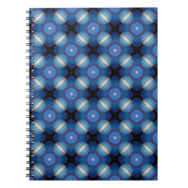 Blue Spacey Geometric Anteckningsbok Med Spiral (Framsidan)
