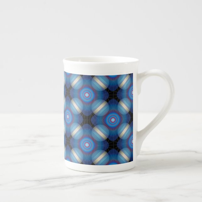 Blue Spacey Geometric Benporslin Mugg (Höger)