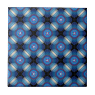 Blue Spacey Geometric Kakelplatta