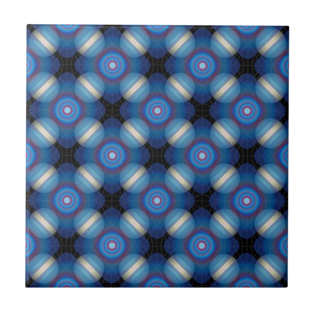 Blue Spacey Geometric Kakelplatta (Framsidan)