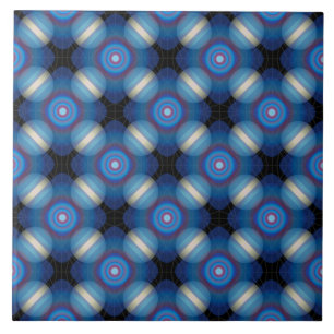 Blue Spacey Geometric Kakelplatta