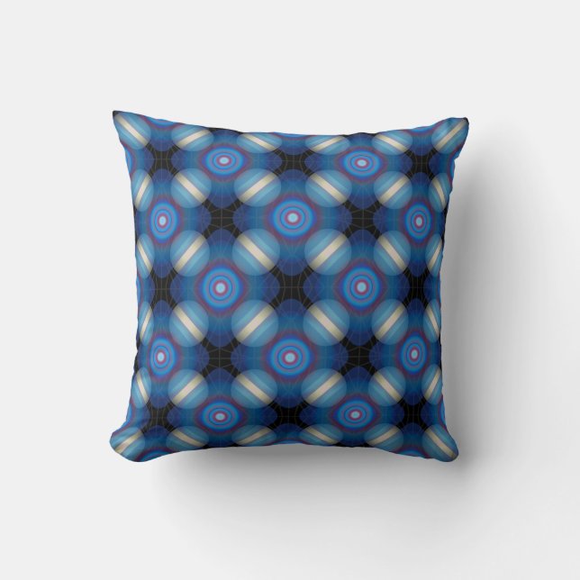 Blue Spacey Geometric Kudde (Framsida)