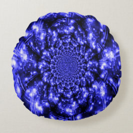 Blue Sparkling Lights Rund Kudde