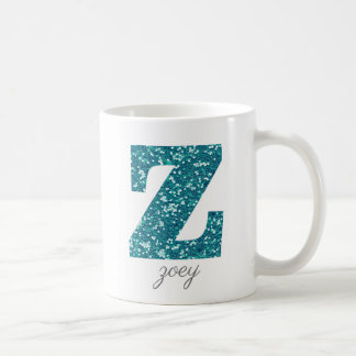 Blue Sparkly Glitter Brev Z Monogram Mugg