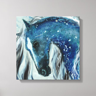 Blue Speckle Horse Art på Wrapped Canvas