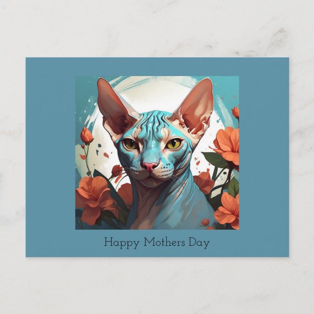 Blue Sphinx Cat Mors dag Vykort (Framsida)