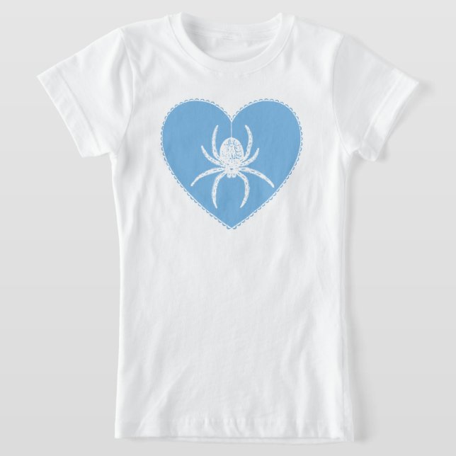 Blue Spider Heart T-Shirt (Laydown)