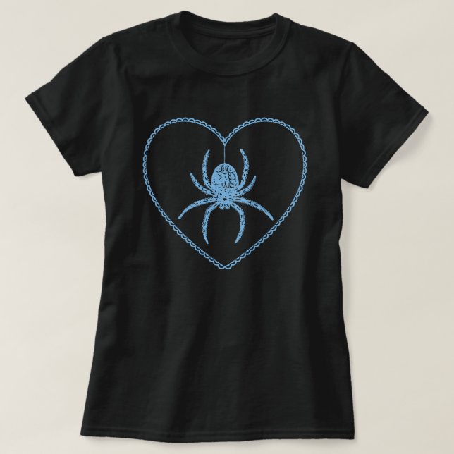 Blue Spider Heart T-Shirt (Design framsida)