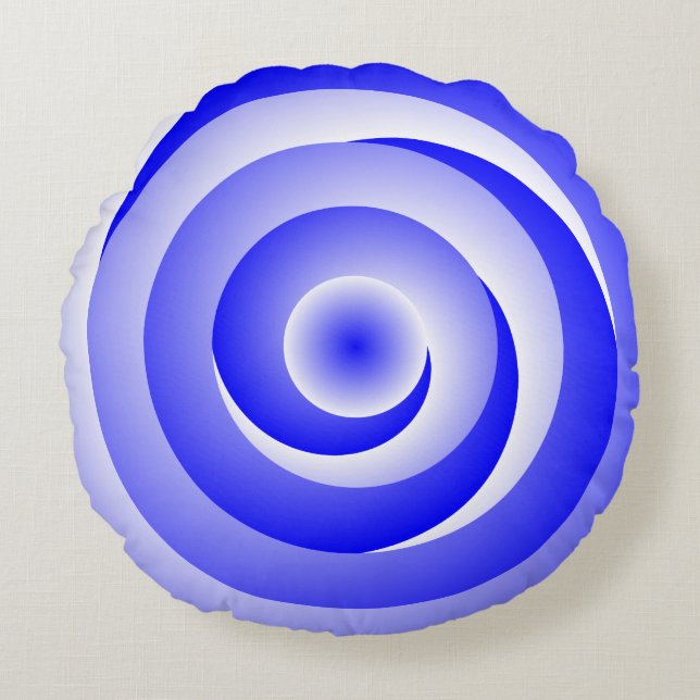 Blue Spiral Illusion av Kenneth Yoncich Rund Kudde (Framsidan)