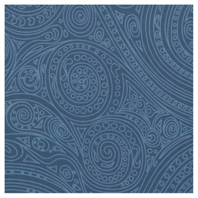 Blue Spiral Mönster Tyg (Närbild)