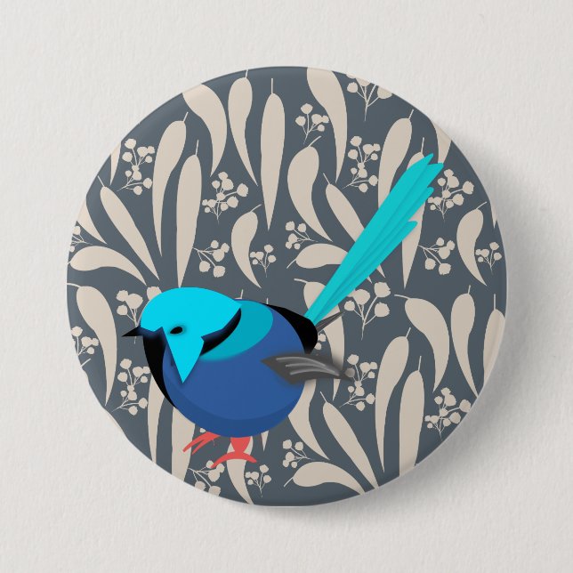 Blue Splendid Fairy Wren Knapp (Framsida)