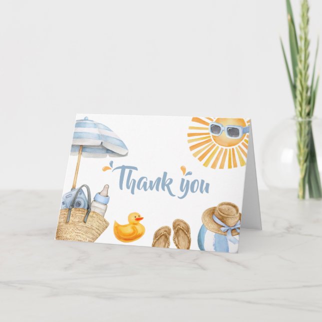 Blue Splish Stänk Baby Shower Tack Kort (Framsida)