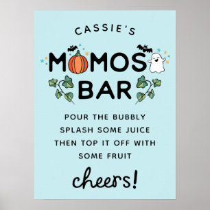 Blue Spooky Halloween Baby Shower Momosa Pub Poster
