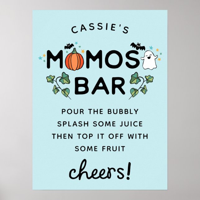 Blue Spooky Halloween Baby Shower Momosa Pub Poster (Framsidan)