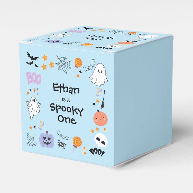 Blue Spooky One Cute Ghost Halloween 1:a födelseda Presentaskar (Framsidan Sidan)