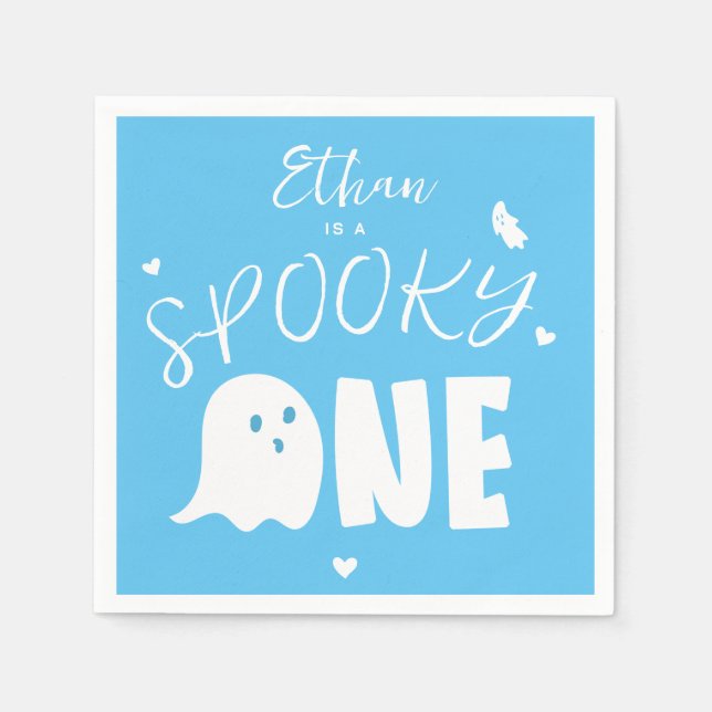Blue Spooky One Ghost Boys First Birthday Pappersservett (Framsidan)