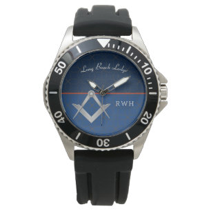 Blue Sporty Monogram Masonic Watch Armbandsur