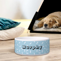 Blue Sprinkles Pattern Ceramic Pet Bowl
