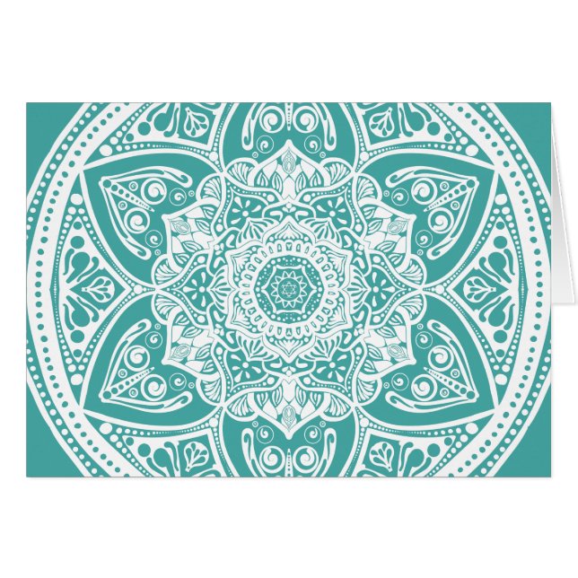 Blue Spruce Mandala Hälsningskort (Framsidan Horizontal)