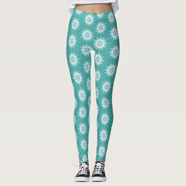 Blue Spruce Mandala Leggings (Framsida)