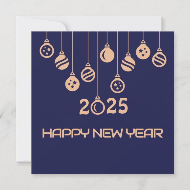 Blue Square wish card New Year with Christmas ball Julkort (Framsida)