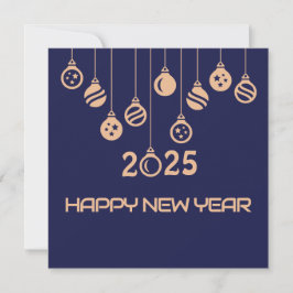 Blue Square wish card New Year with Christmas ball Julkort