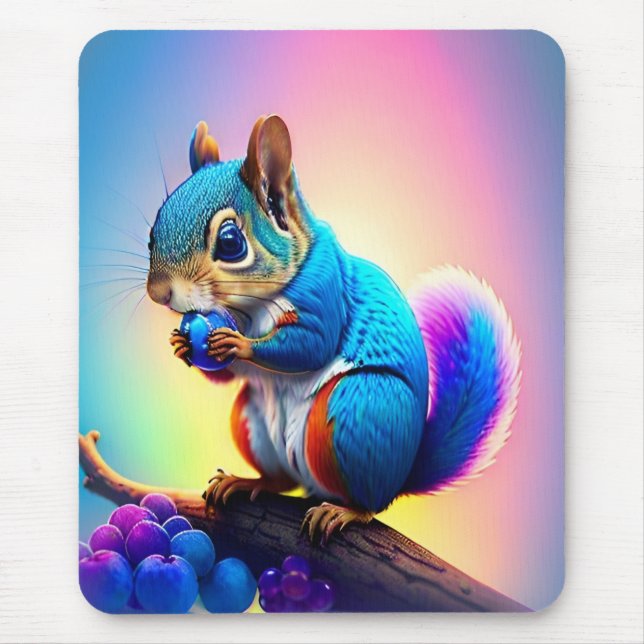 Blue Squirrel Eating A Fruit-323232 Musmatta (Framsidan)