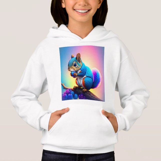 Blue Squirrel Eating A Fruit-323232 T Shirt (Framsida)