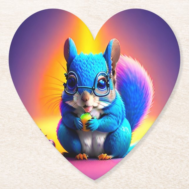 Blue Squirrel Eating A Fruit-79577 Underlägg Papper (Framsida)