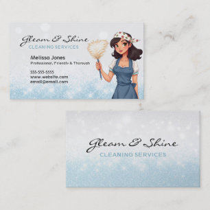 Blue Städning Dam Brown Hair Cleaner Service Visitkort