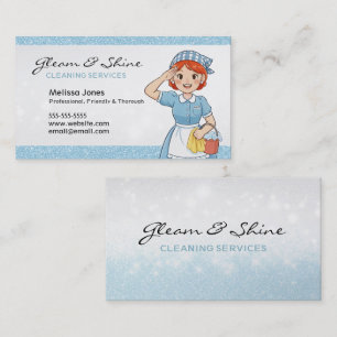 Blue Städning Dam vid Service Red Hair Visitkort