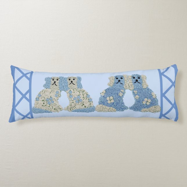 Blue Stafford Hundar Lumbar Kroppskudde (Framsidan)
