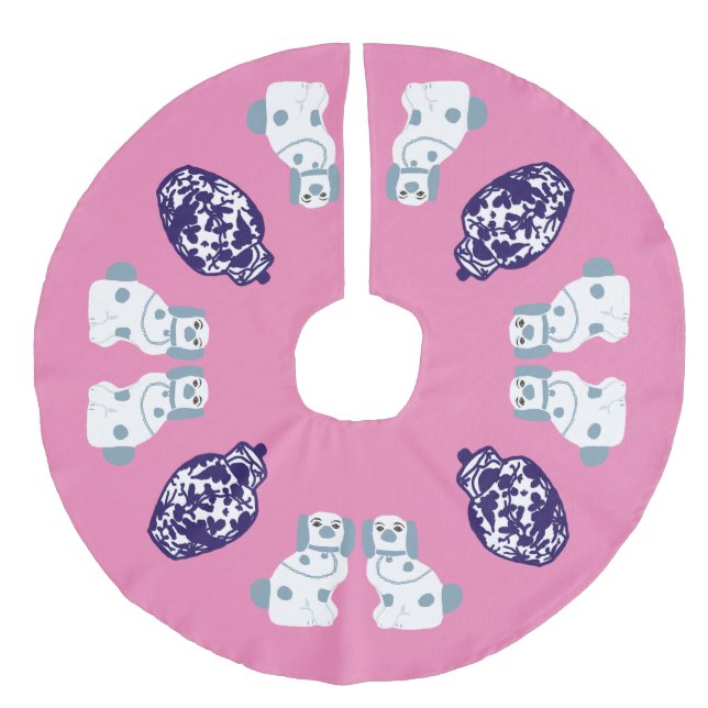 Blue Staffordshire Hund och Ginger Burk Julgransmatta Fusklinne (Framsidan)