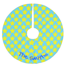 Blue Star Christmas Tree Skirt – Personalized Julgransmatta Borstad Polyester