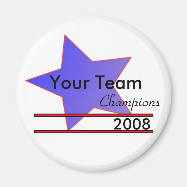 Blue Star Custom Team Champions Kylskåpsmagnet (Framsidan)