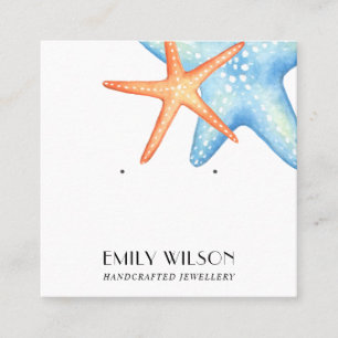 BLUE STAR FISKAQUATISK STUDIE EARRING VISNING CARD FYRKANTIGT VISITKORT