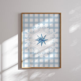 Blue Star Gingham-julgranen Poster