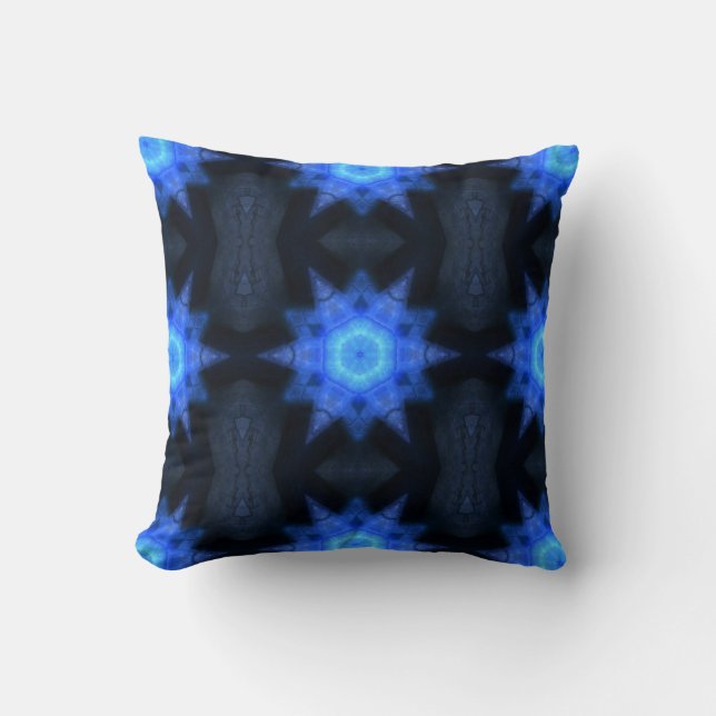 Blue Star Kaleidoscopic Kudde (Framsida)