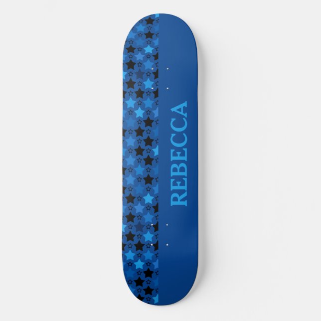 Blue Star Mönster Mini Skateboard Bräda 18,5 Cm (Framsida)