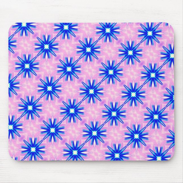 Blue star mönster på rosa mousserande musmatta (Framsidan)
