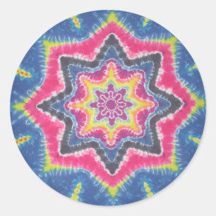 Blue Star Tie Dye Sticker Runt Klistermärke