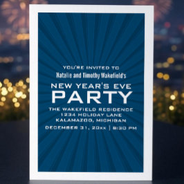 Blue Starburst Rand nyår Party Inbjudan