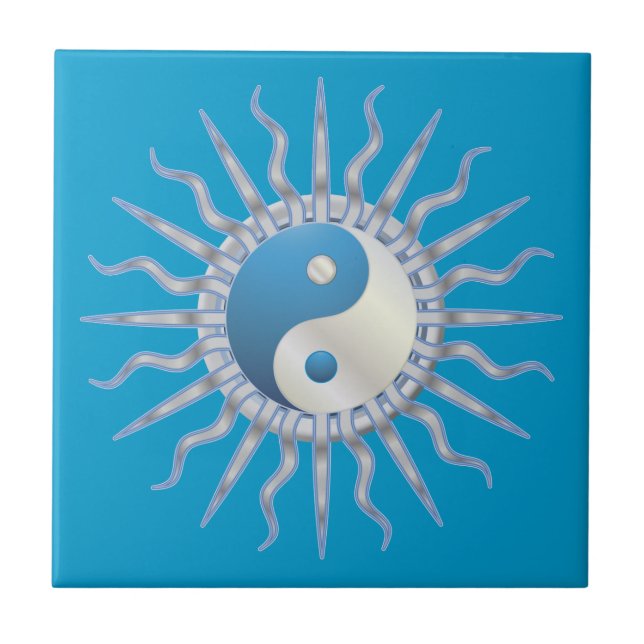 Blue Starburst Yin Yang Kakelplatta (Framsidan)