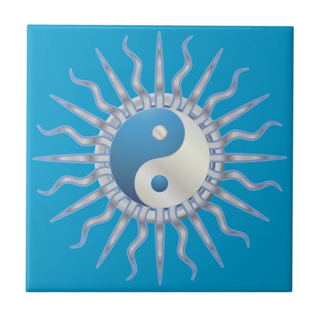 Blue Starburst Yin Yang Kakelplatta (Framsidan)