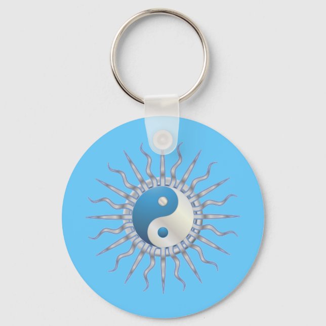 Blue Starburst Yin Yang Nyckelring (Framsida)