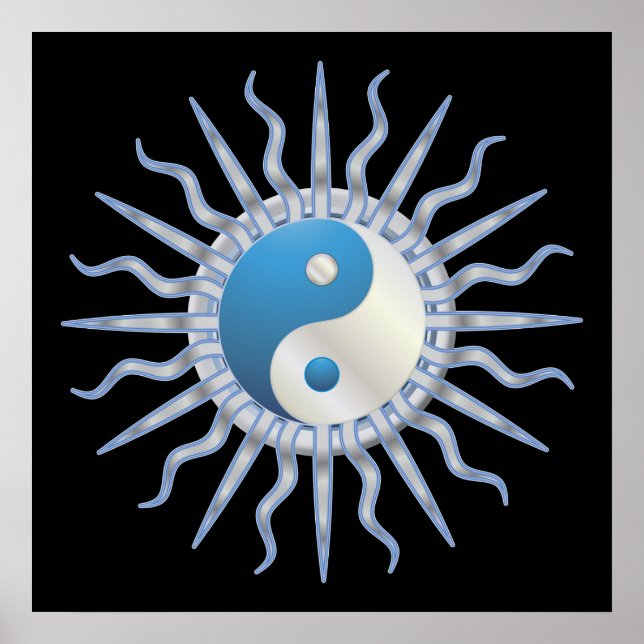 Blue Starburst Yin Yang Poster (Framsidan)